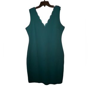 SHEIN Green Scallop Neck Mini Dress